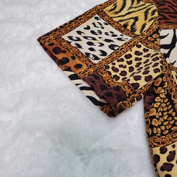 Bon Worth Vintage Short Sleeve Cheetah Print Top sz XS Petite - Picture 5 of 7